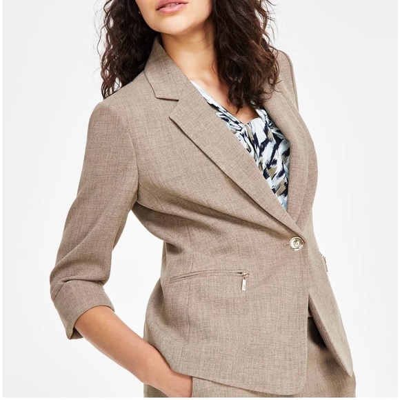 KASPER NWT 3/4 Sleeve Suit One Button Blazer Cypress Gray Sz 10 $119 - Picture 3 of 6